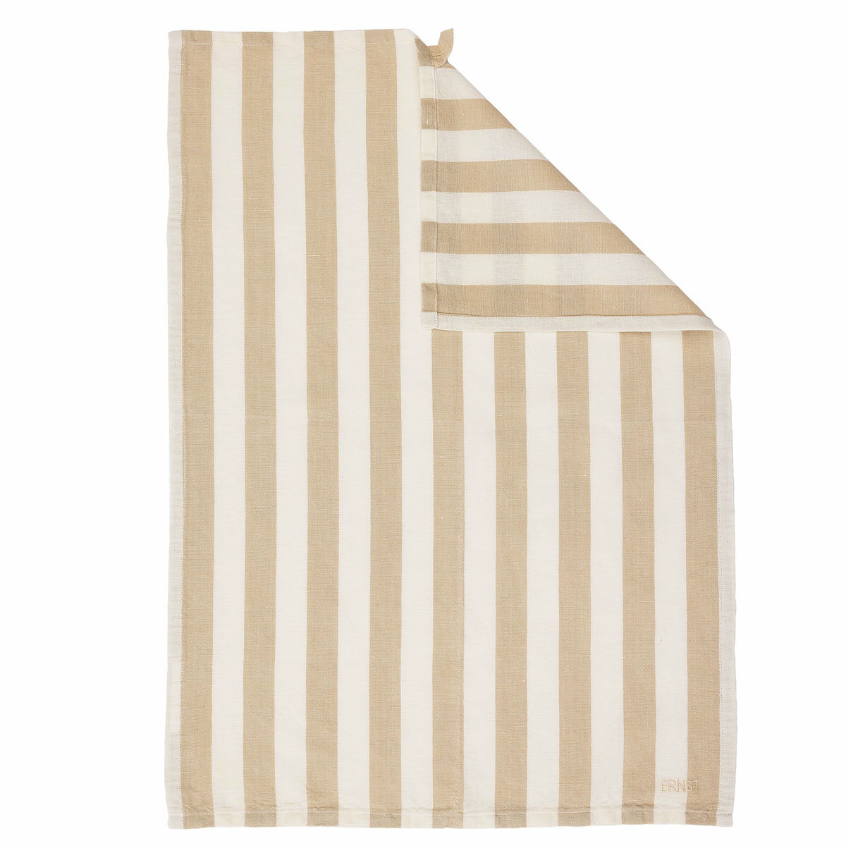 Bredstripete kjøkkenhåndkle, beige/hvit