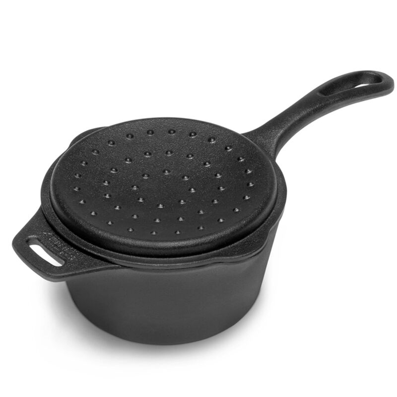 Gjutjärnskastrull med lock 1 liter