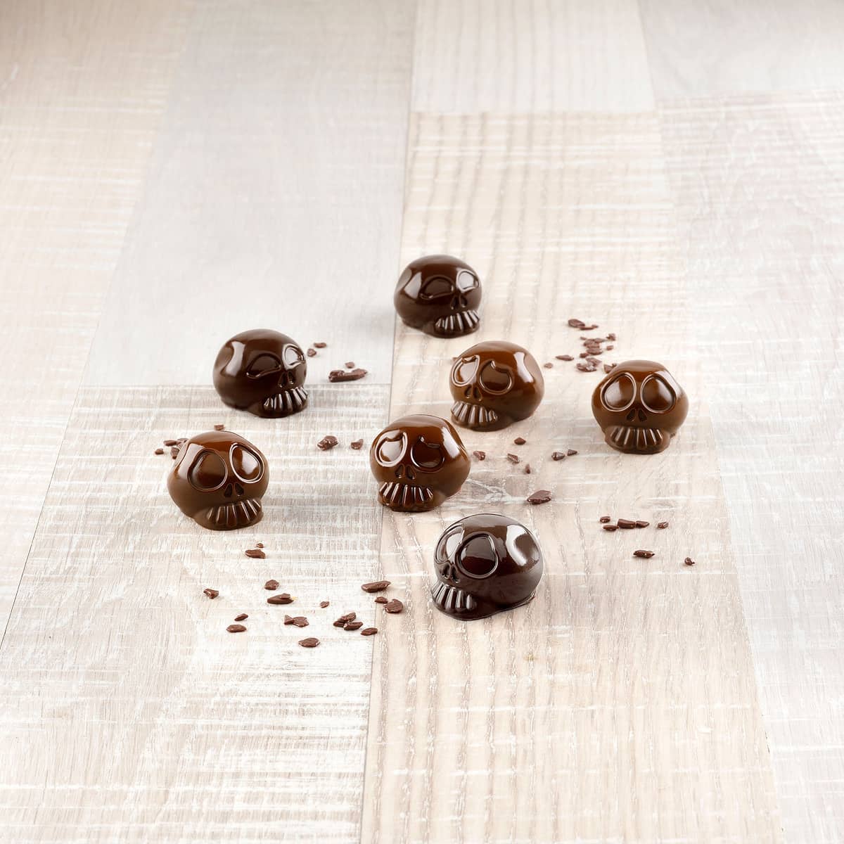 Silikoneform Chokolade Kranie, Ø 3cm.