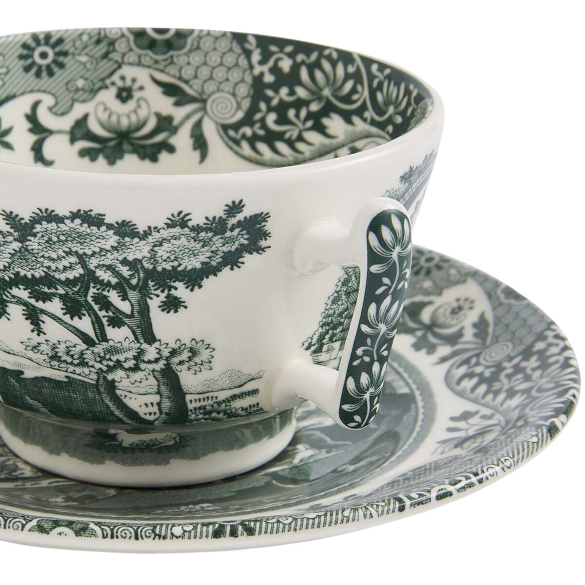 Heritage Green Italian tekopp med fat 20 cl, grønn/hvit