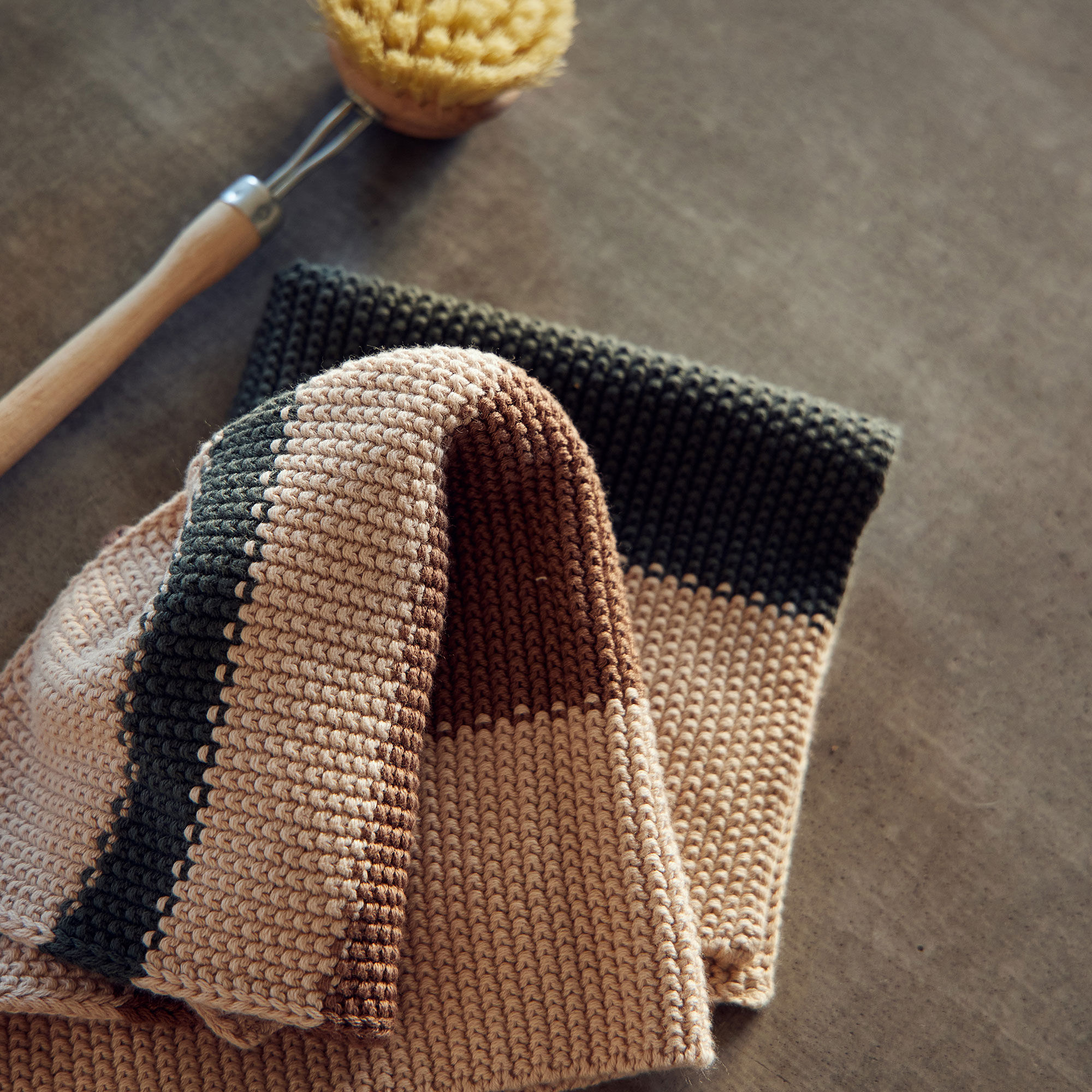 Oppvaskklut 27 × 27 cm 2-pakning, grønn/brun