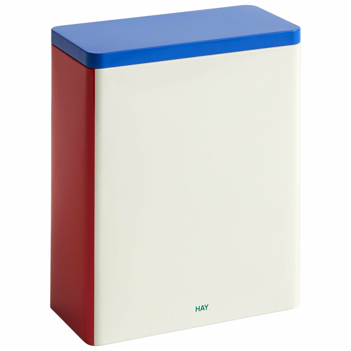 Tin Container, off-white/blue/red