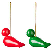 Kay Bojesen julfåglar 2 st, röd/grön