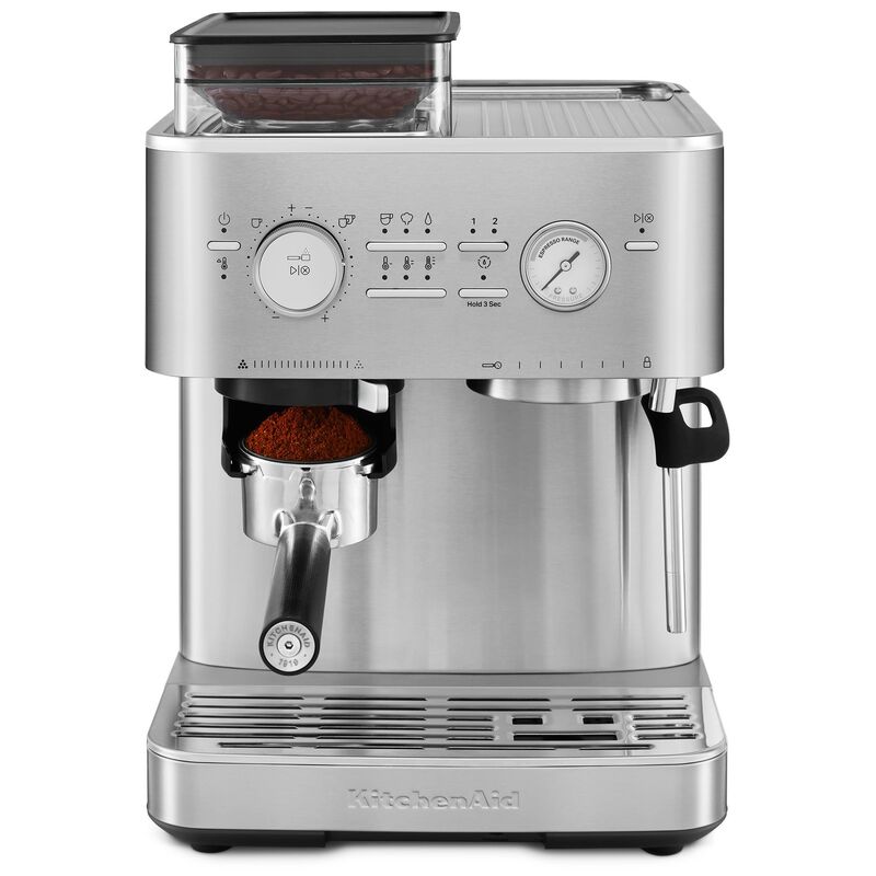 Espressomaskin med kaffekvarn, stainless steel
