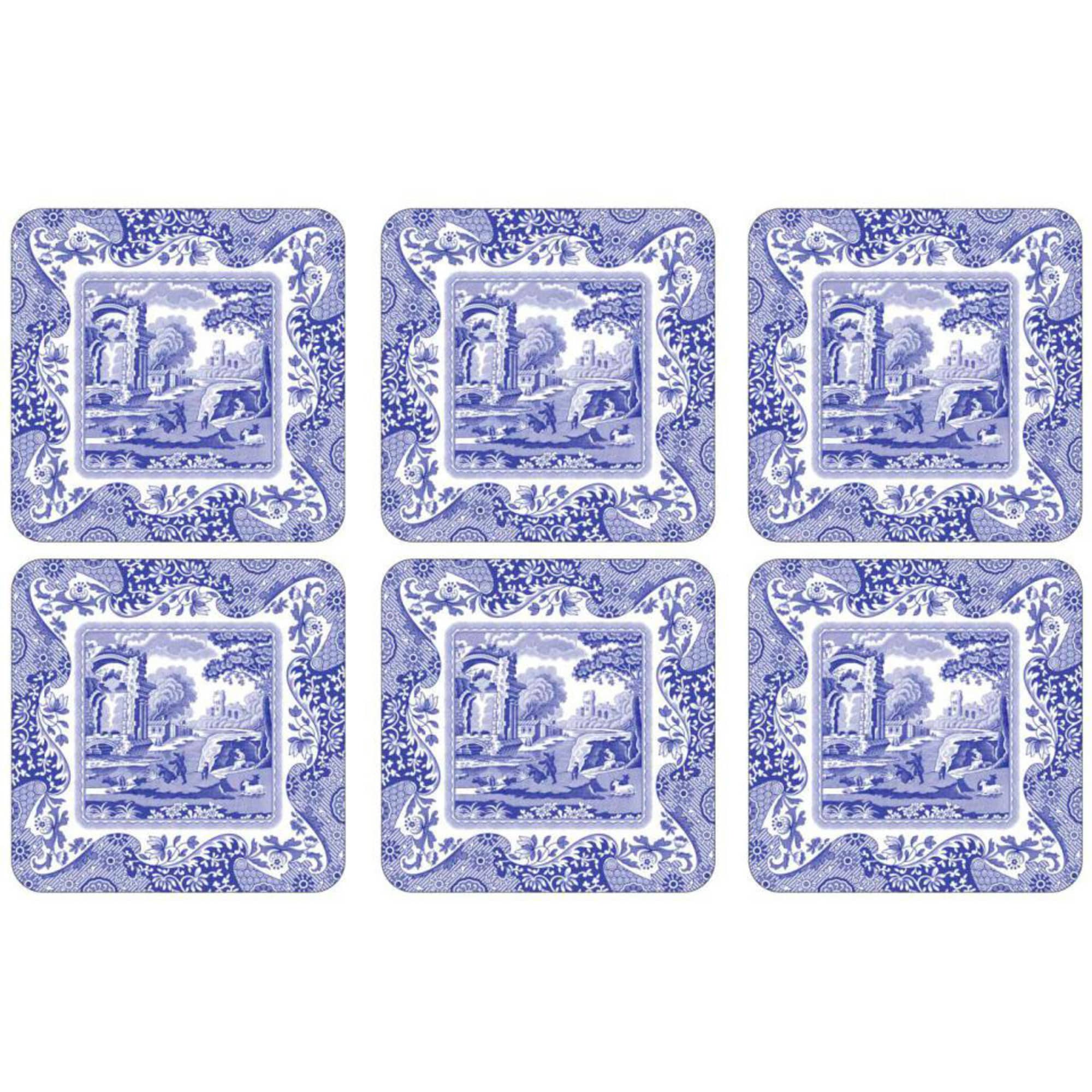 Produktfoto för Spode Blue Italian Glasunderlägg 6-pack 10,5 x 10,5 cm