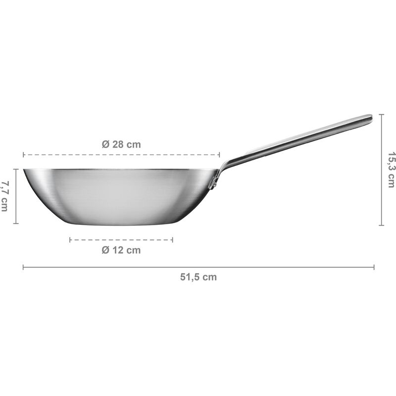 Norden obelagd wokpanna 28 cm, rostfritt stål