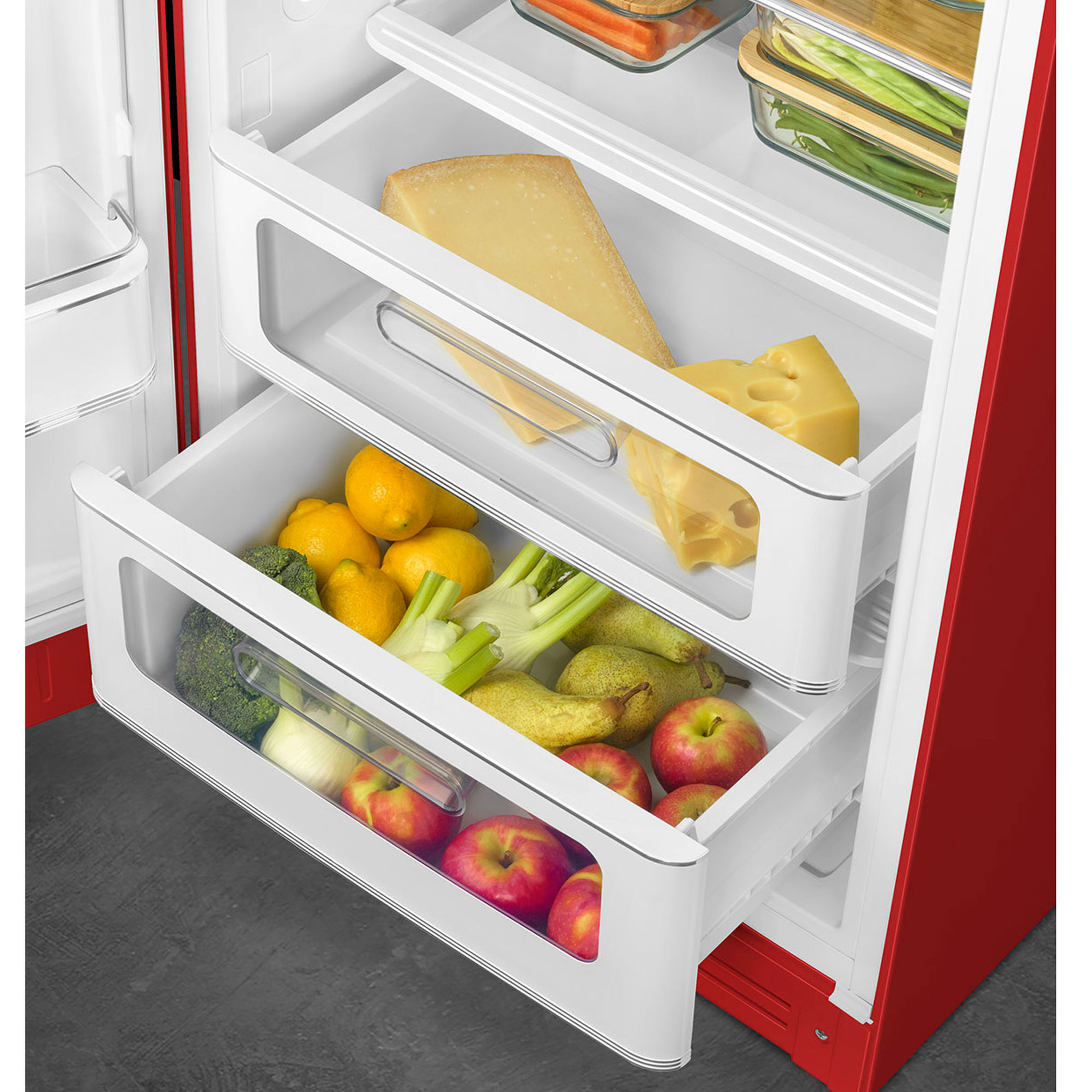 Smeg FAB28LRD6 Kjøleskap Med Fryser 153cm Venstrehengt Rød