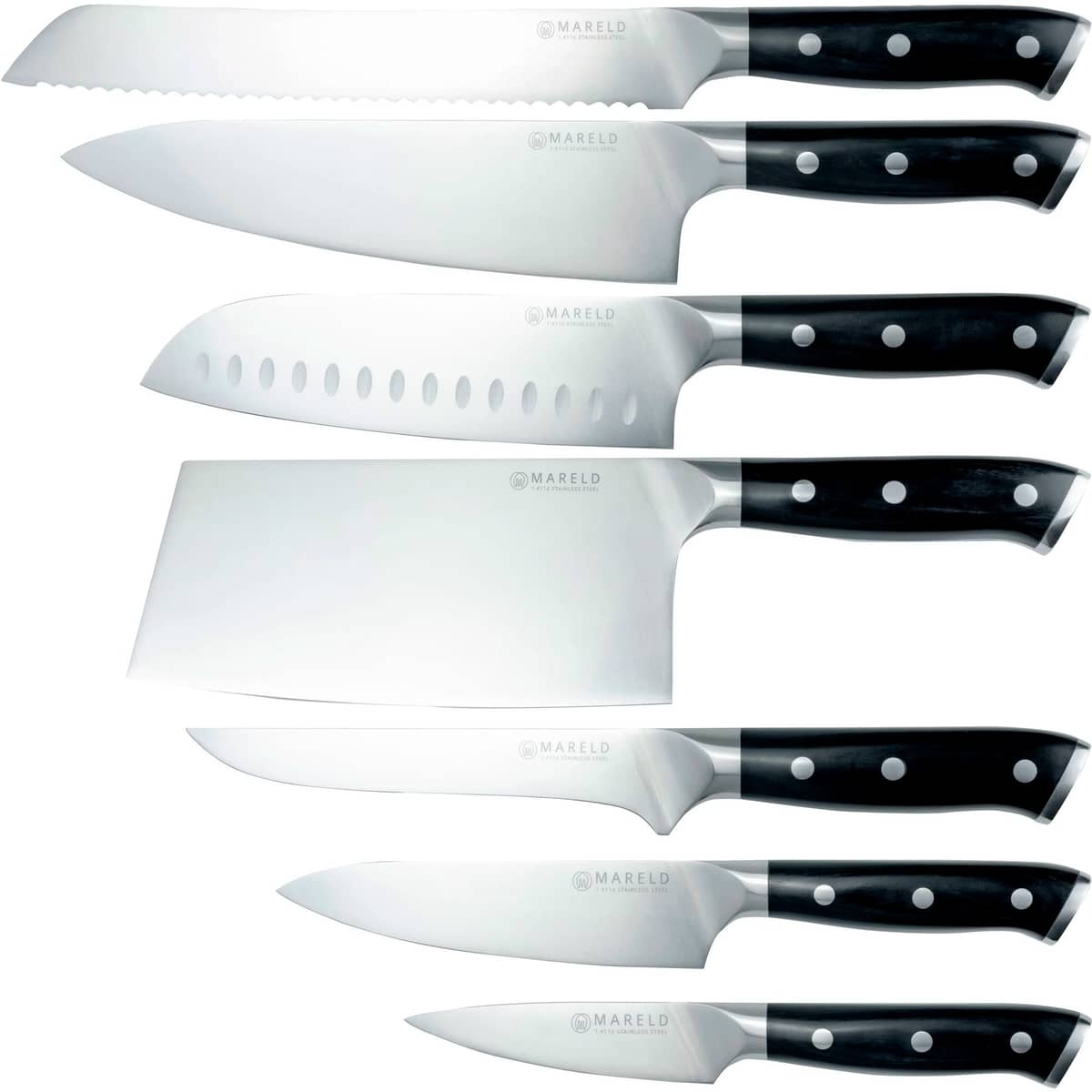 Knivsæt, 7 knive, sort