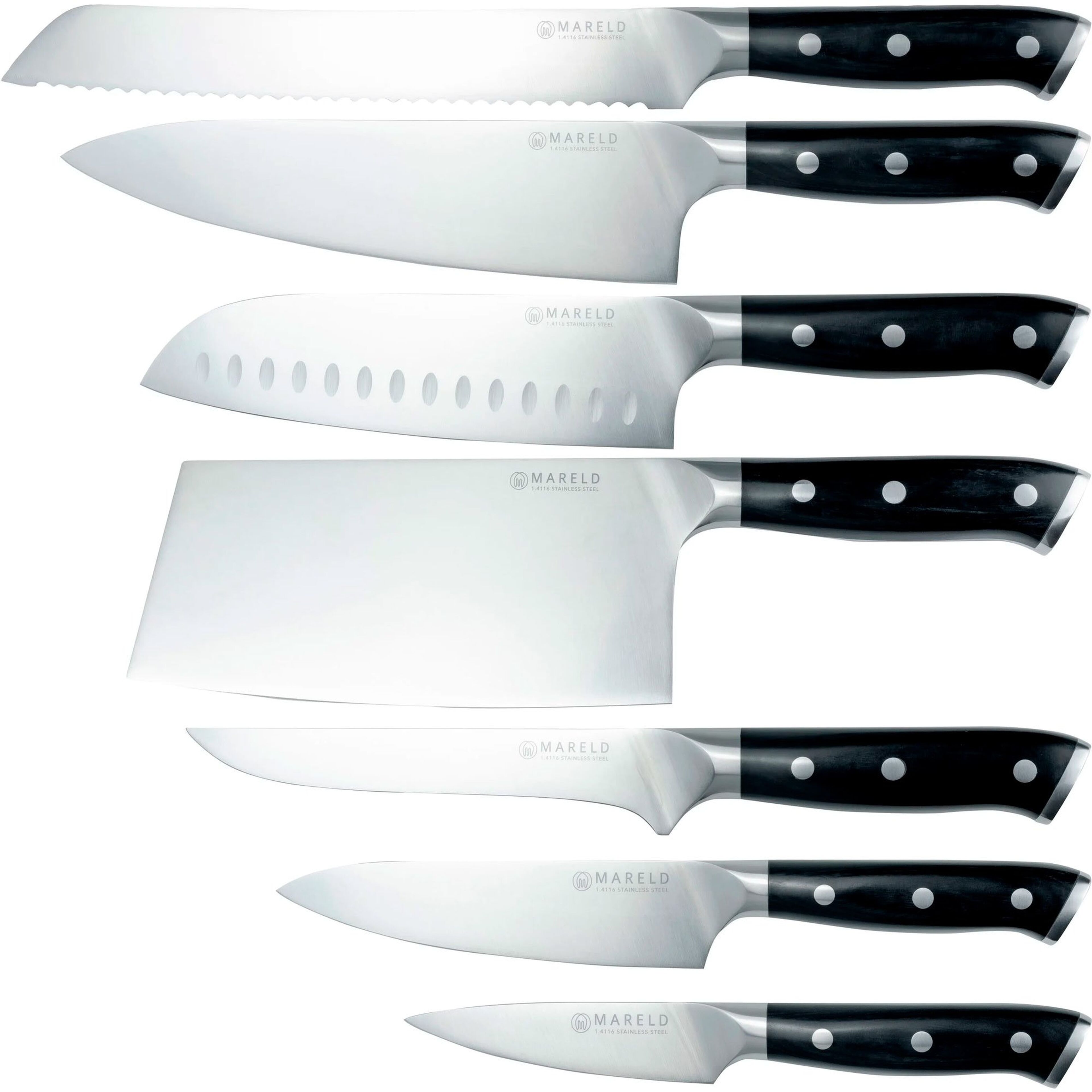 Knivset, 7 knivar, svart