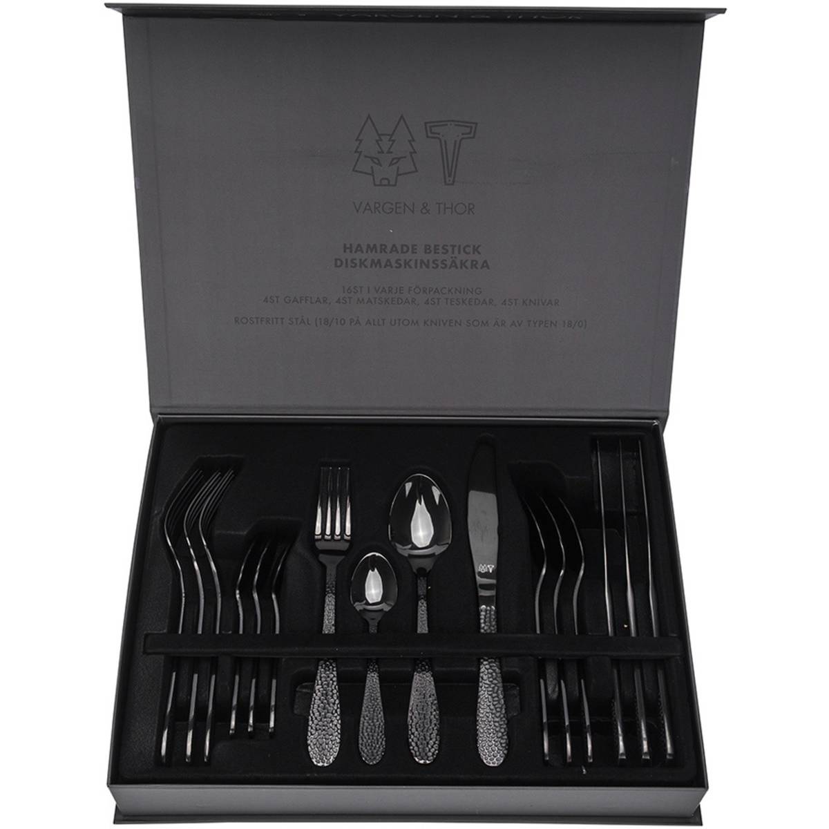 FROST bestickset 16 delar, onyx/svart