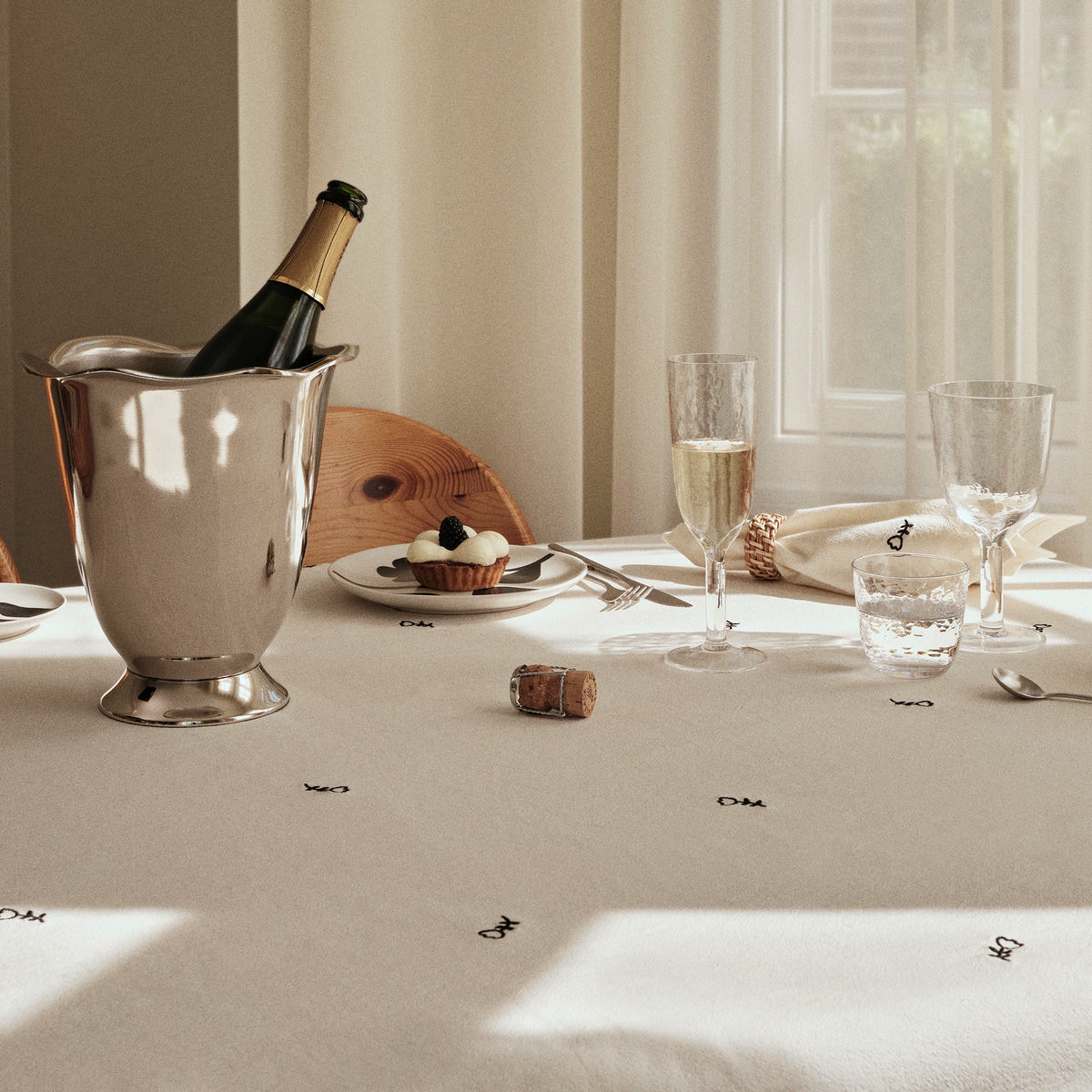 Hamret champagneglass, klart