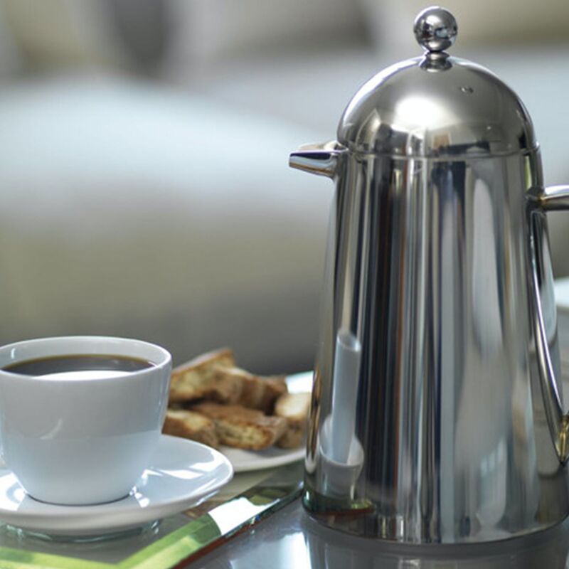 Presskanne til kaffe 8 kopper, rustfritt stål