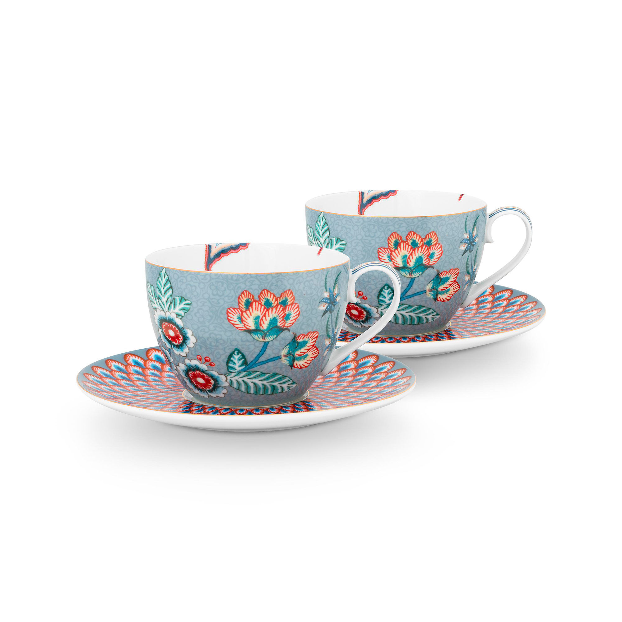 PIP Studio Flower Festival cappuccinokopp 2-pakning, blå