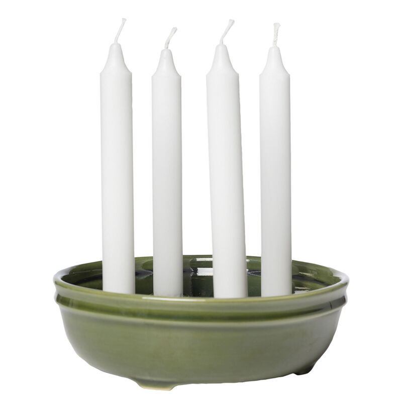 Ljusskål 4 ljus, mörkgrön