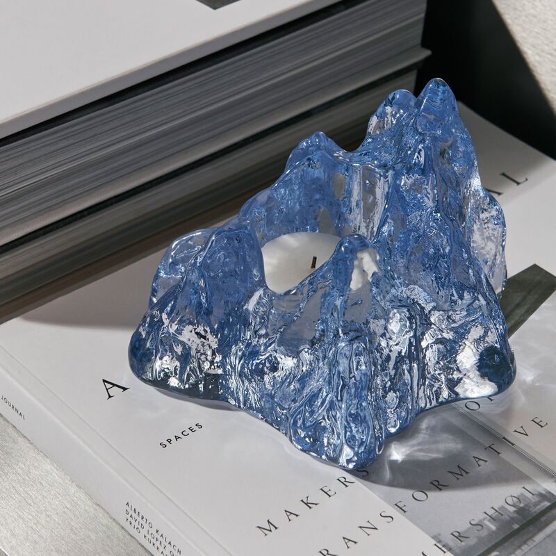 The Rock telysholder 9,1 cm, isblå