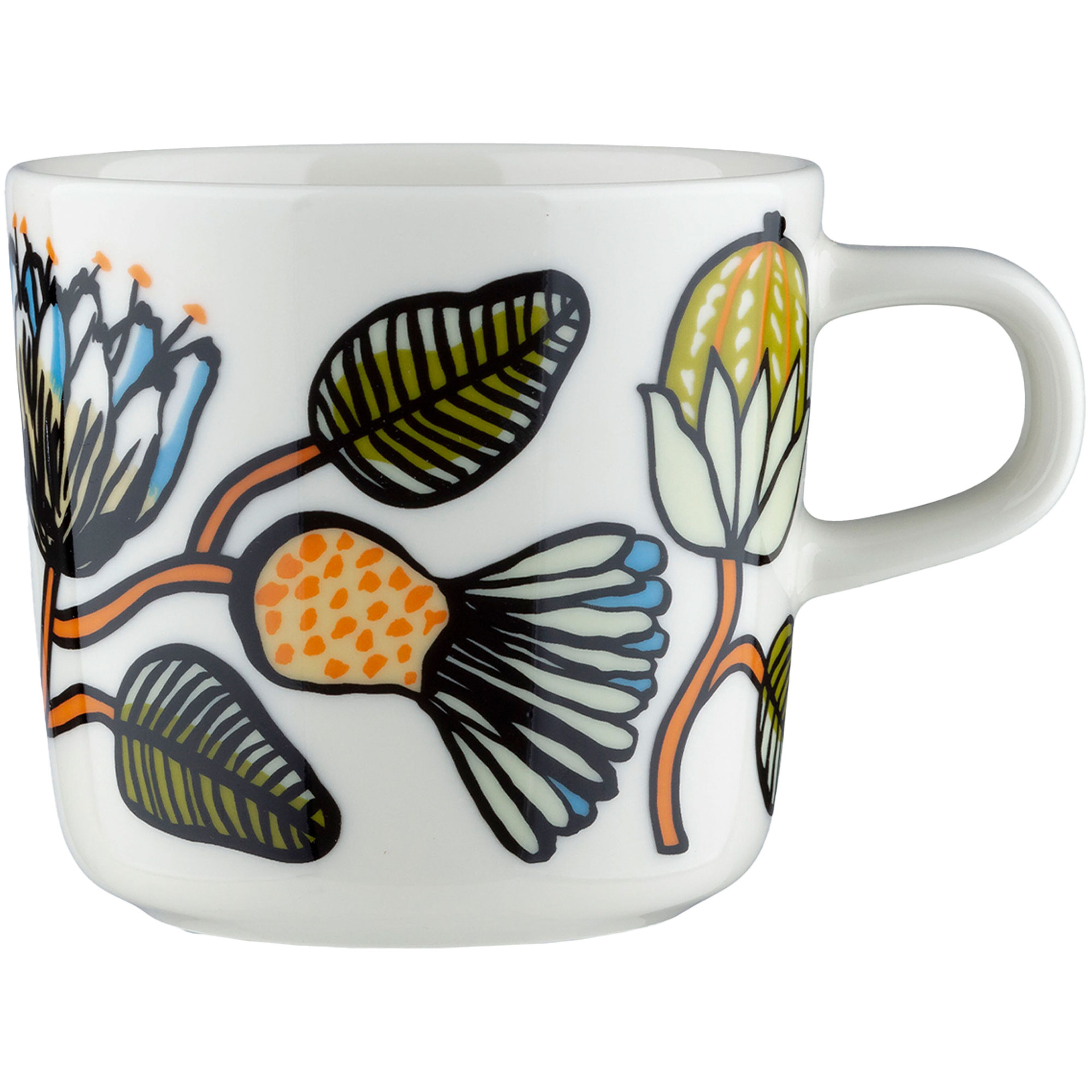 Marimekko Tiara kaffekopp 2 dl, hvit/grønn/oransje