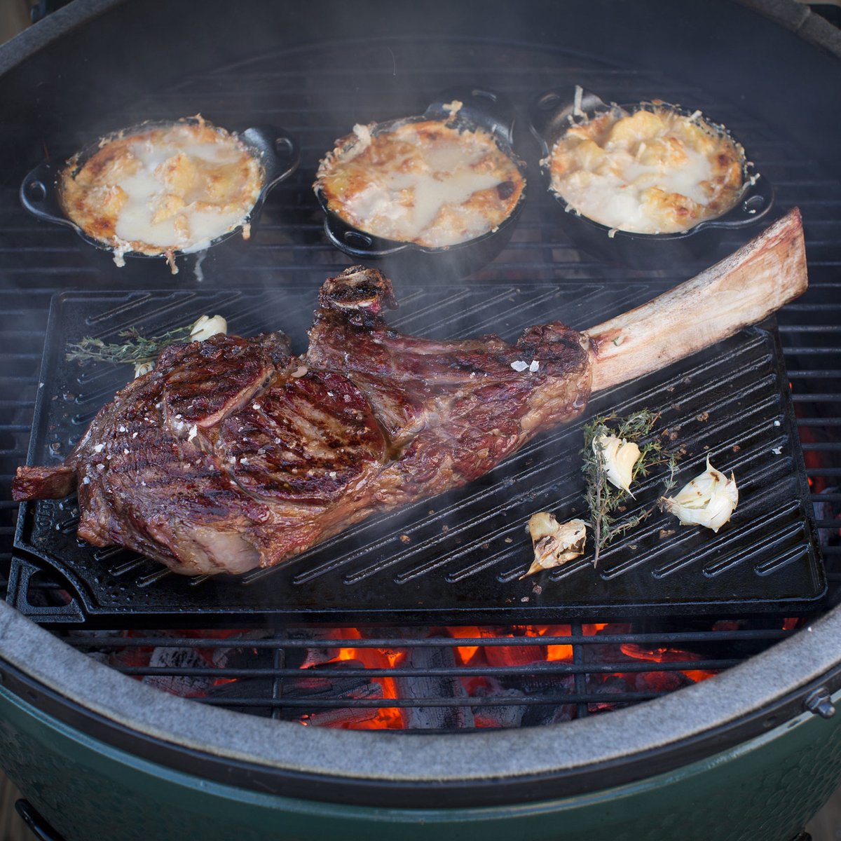 Grillplate/Stekeplate Vendbar Støpejern 43 x 24 cm
