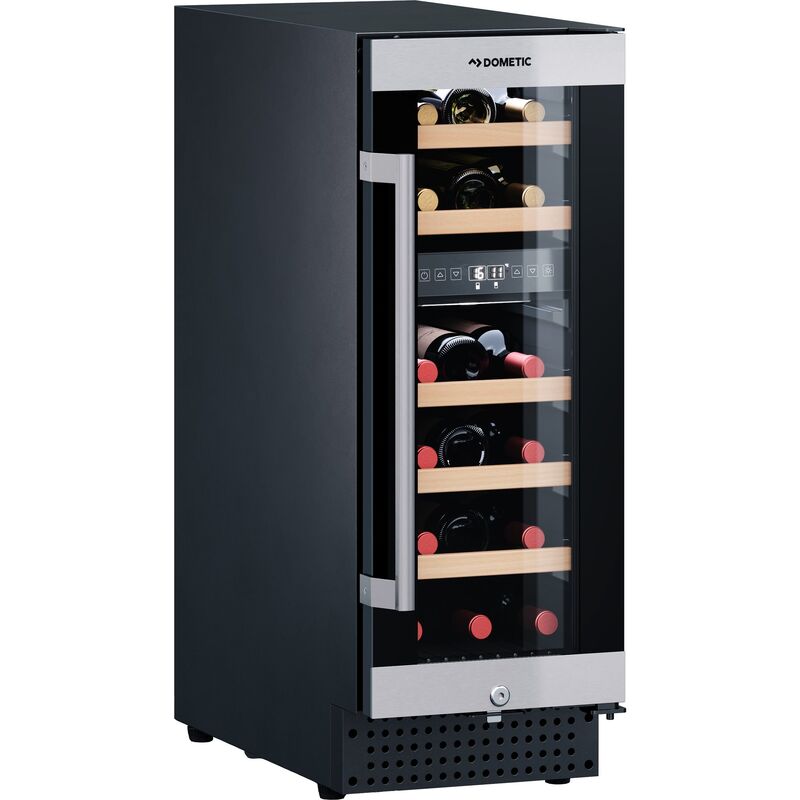C18B viinikaappi 2 lämpötilavyöhykettä, 18 pulloa, musta/ruostumaton teräs