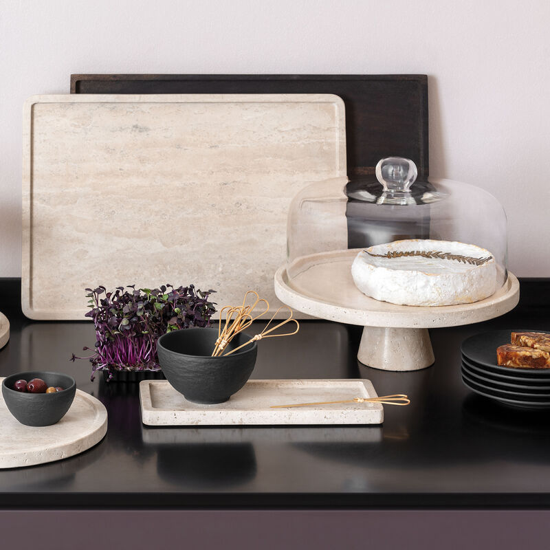 Villeroy & Boch Manufacture Travertine tarjoilulautanen jalalla 28 cm