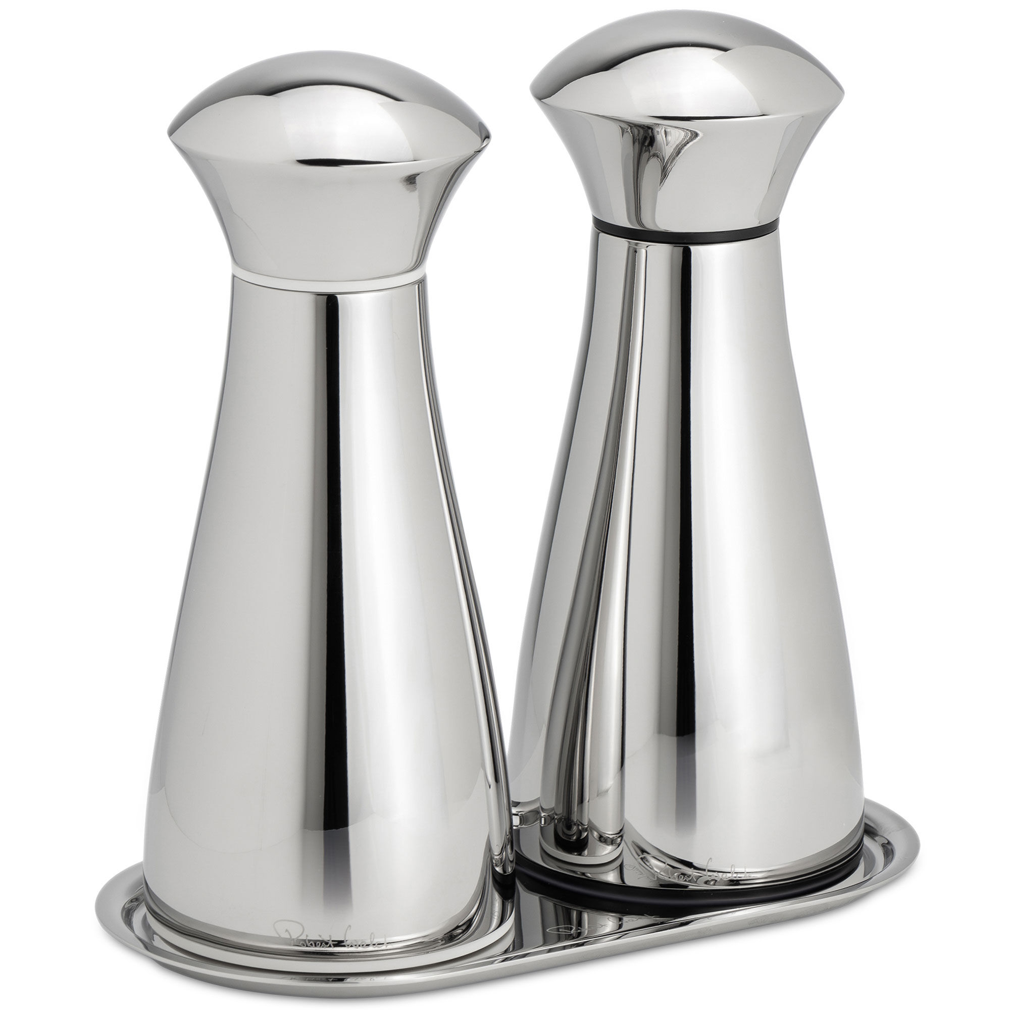 Robert Welch Signature salt- och pepparkvarn med bricka 17 cm, rostfritt stål