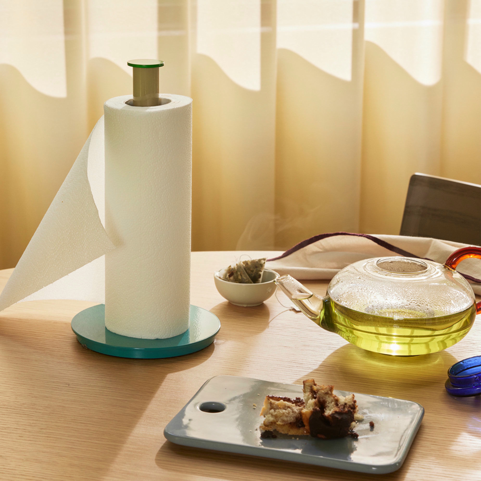 Alternativ bild 1 för Hübsch - Play Kitchen Roll Holder - Köksrullehållare - Blue / Green / Grey - 15 x H28 cm