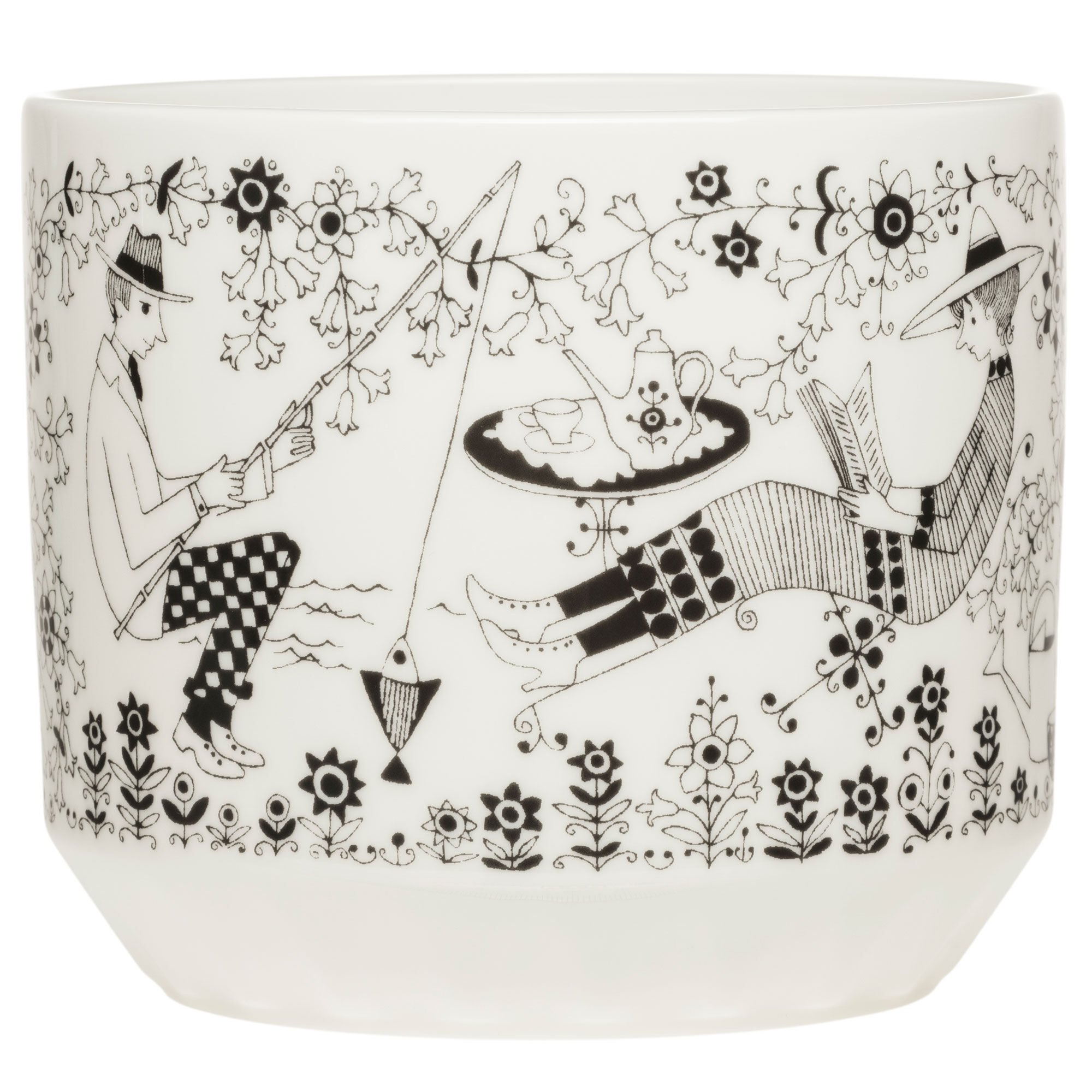 Arabia Emilia Kruka 12x14cm, svart/vit
