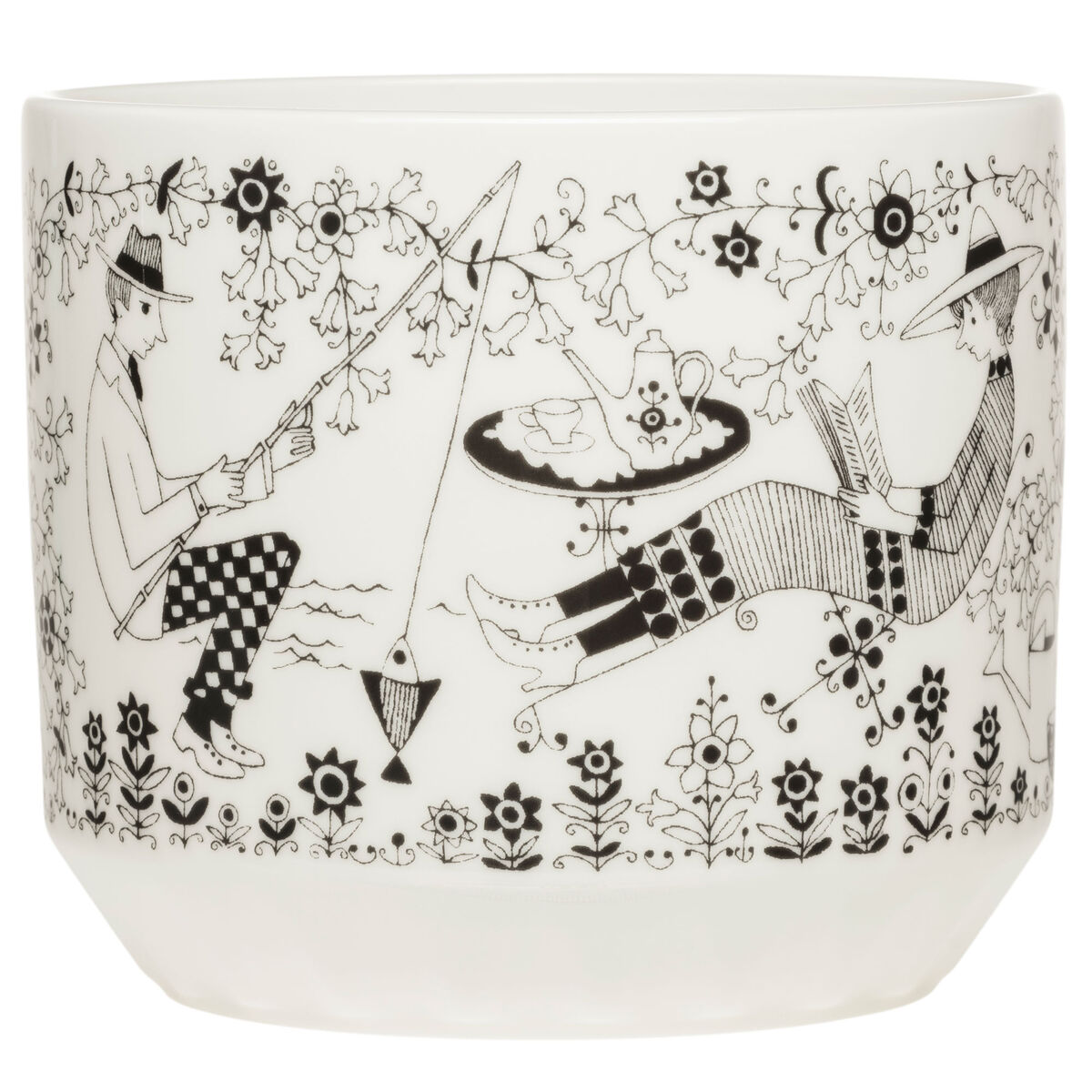Emilia krukke 12 x 14 cm, svart/hvit