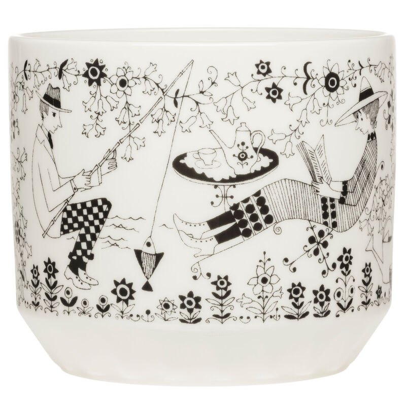 Arabia Emilia Kruka 12x14cm, svart/vit