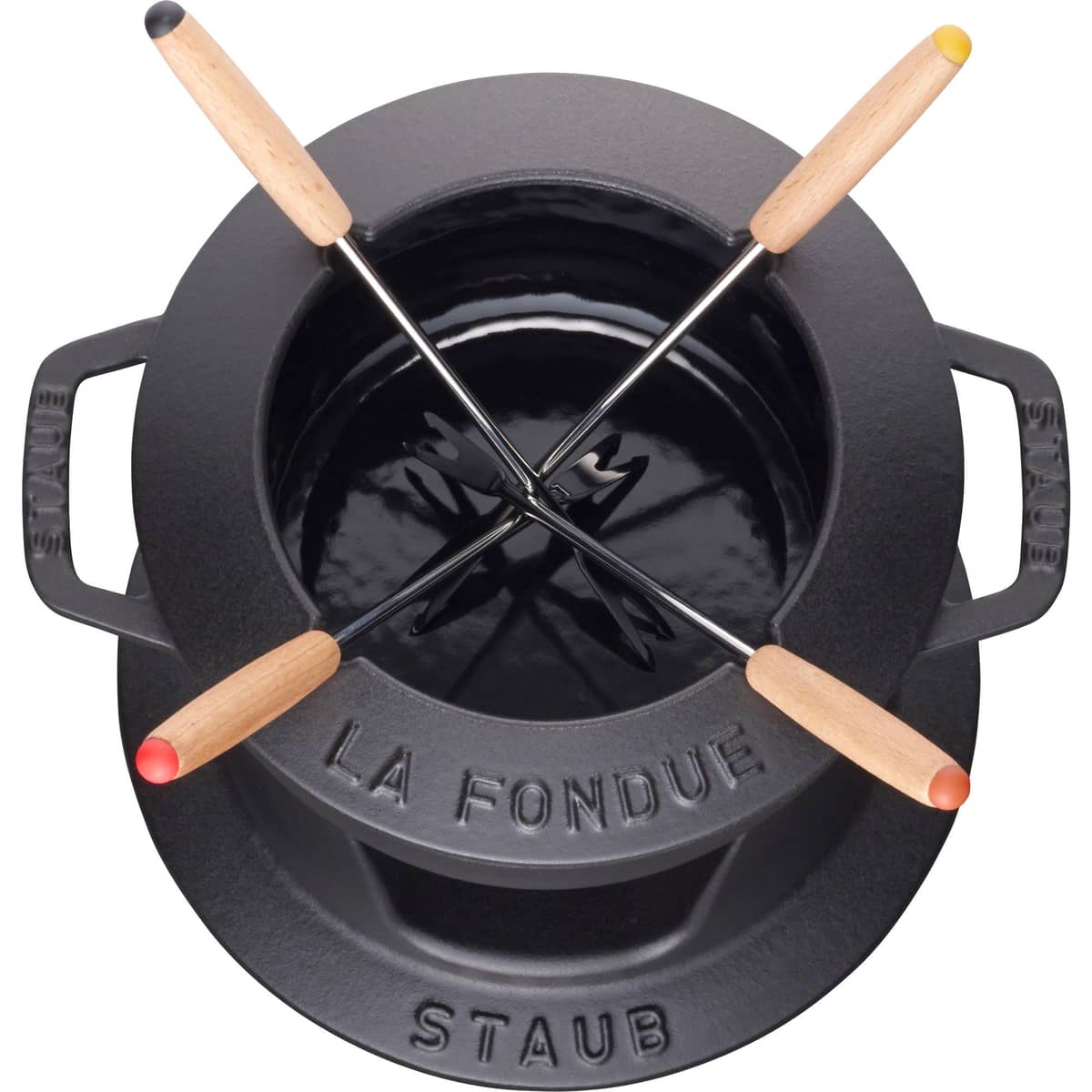 Fondue set 16 cm svart med blank insida