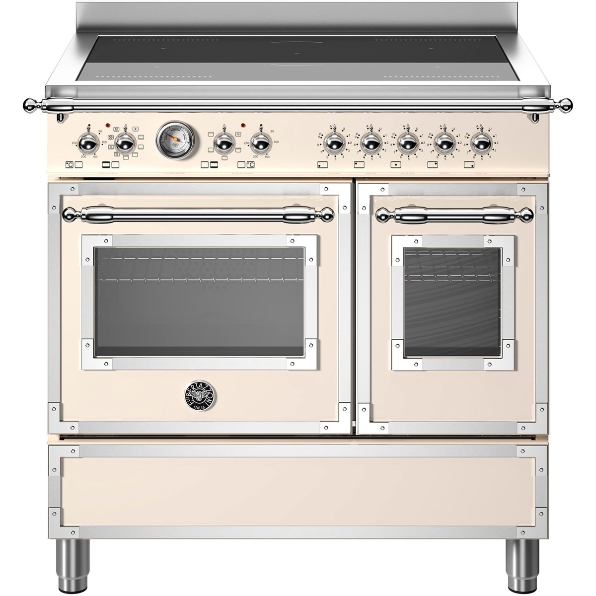 HER95I2EAVT Heritage induktionsspis med dubbelugn, 90 cm, cremevit