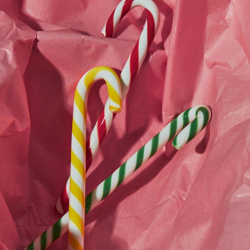 Polka glasdekoration, 17 cm, hvid/grøn