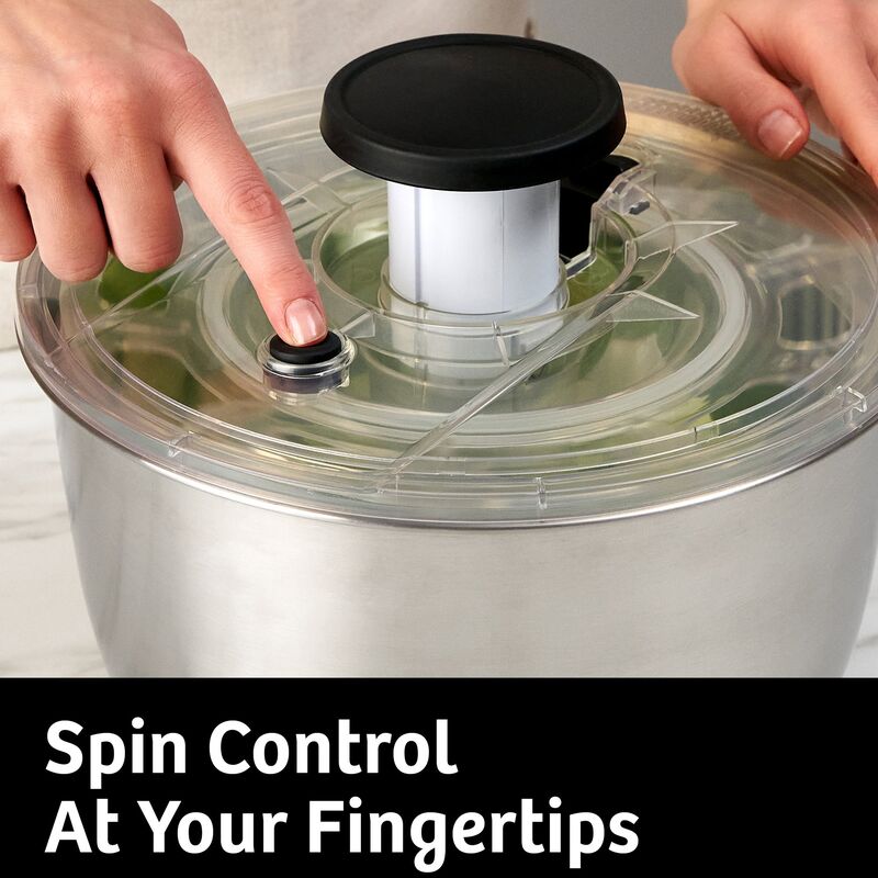 Salatslynge med pumpe 6 liter, rustfrit stål