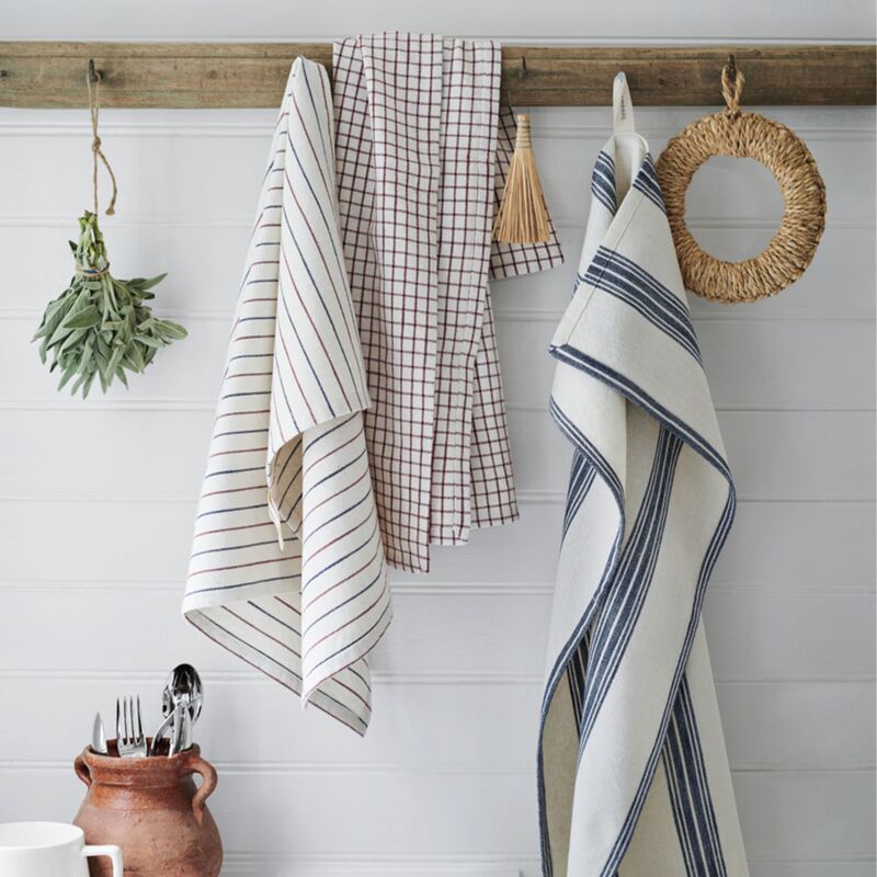 kökshandduk 50x70 cm, blå/terracotta