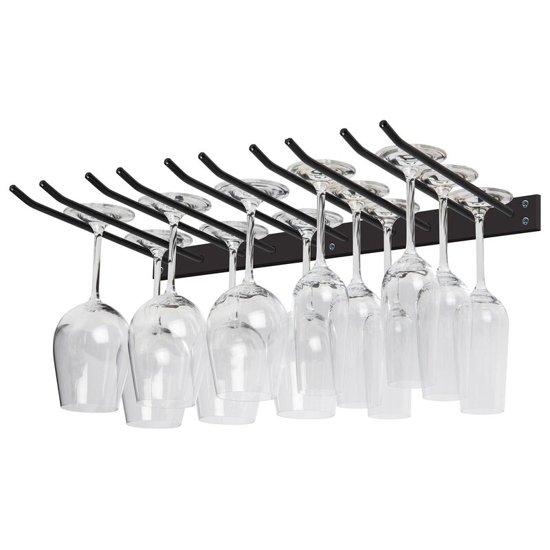 Glasophæng til væg 20 glas sort