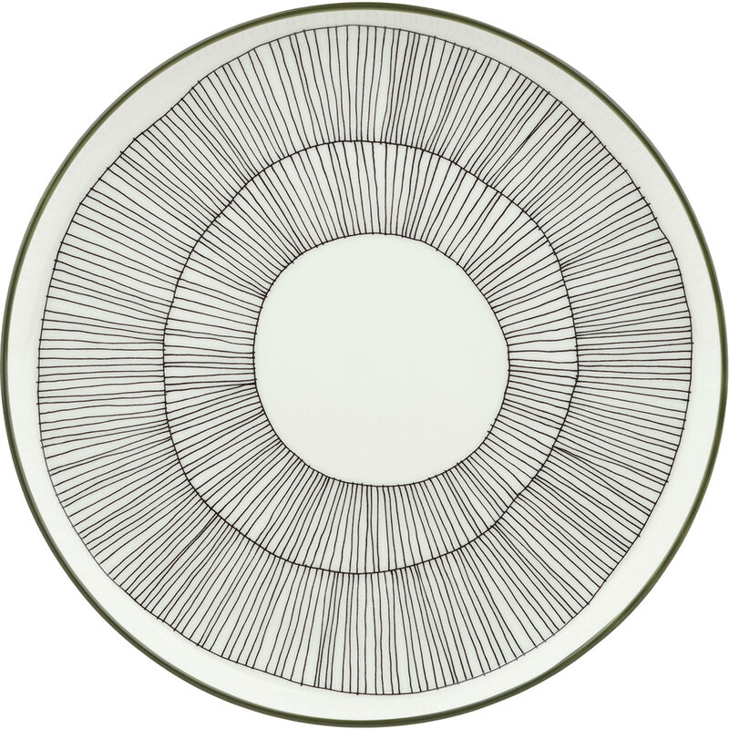 Kukat Puhkeavat Tallrik Ø20 cm, vit/grön/svart