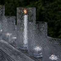 Lysestage 25 cm, mønstret glas