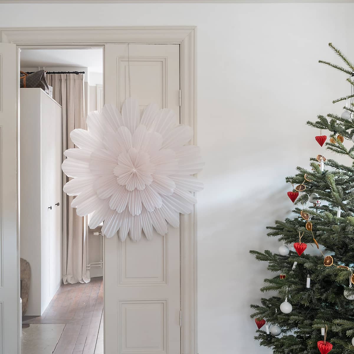 Snöblomma julestjerne 100 cm, hvid