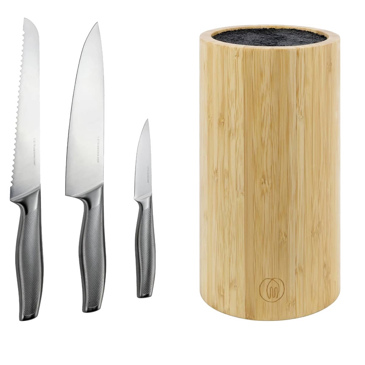 Knivset 3 delar med knivblock i FSC-bambu