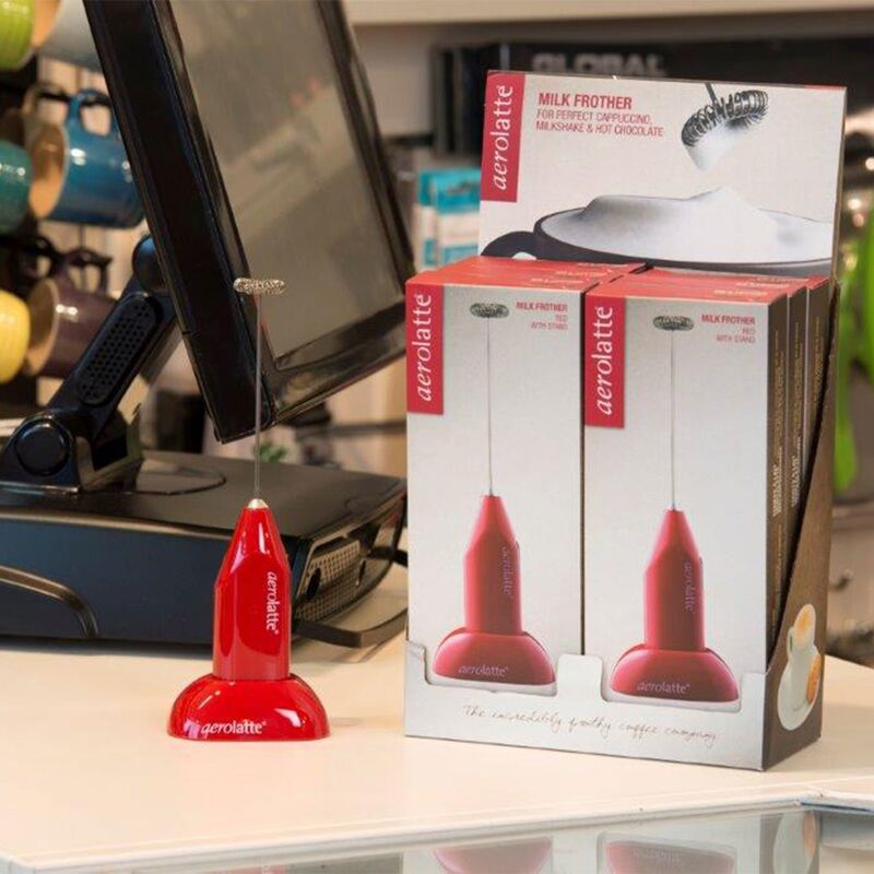 Mjölkskummare med hållare, röd