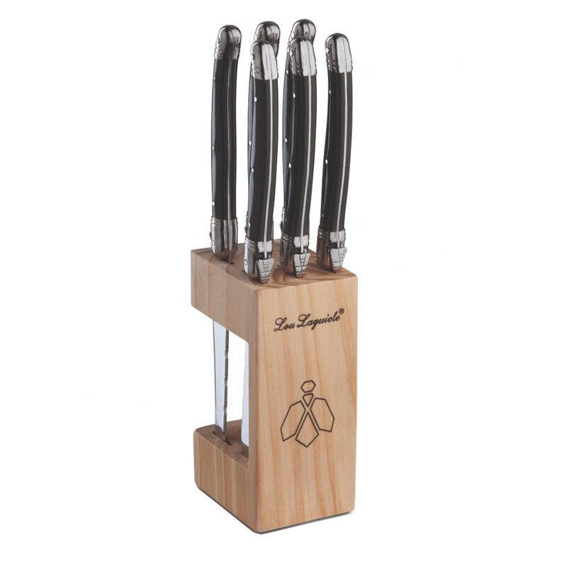 Grillknivar i träblock, antracit