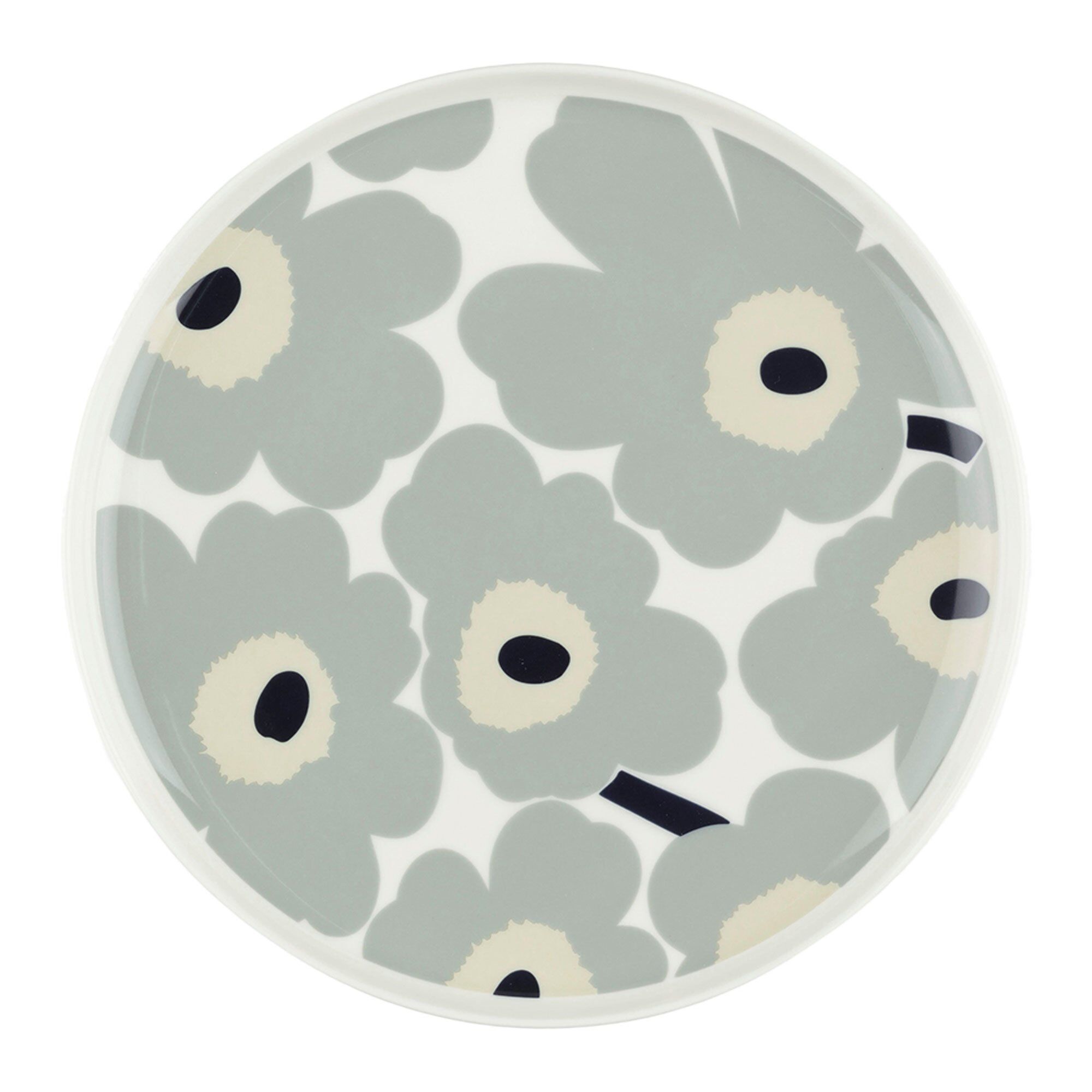 Marimekko - Oiva unikko tallerken 25 cm hvit/grå/sand/mørkblå
