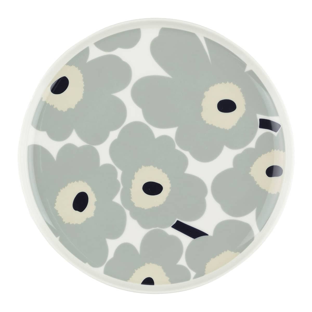 Unikko tallrik 25 cm, vit/grå/sand/blå