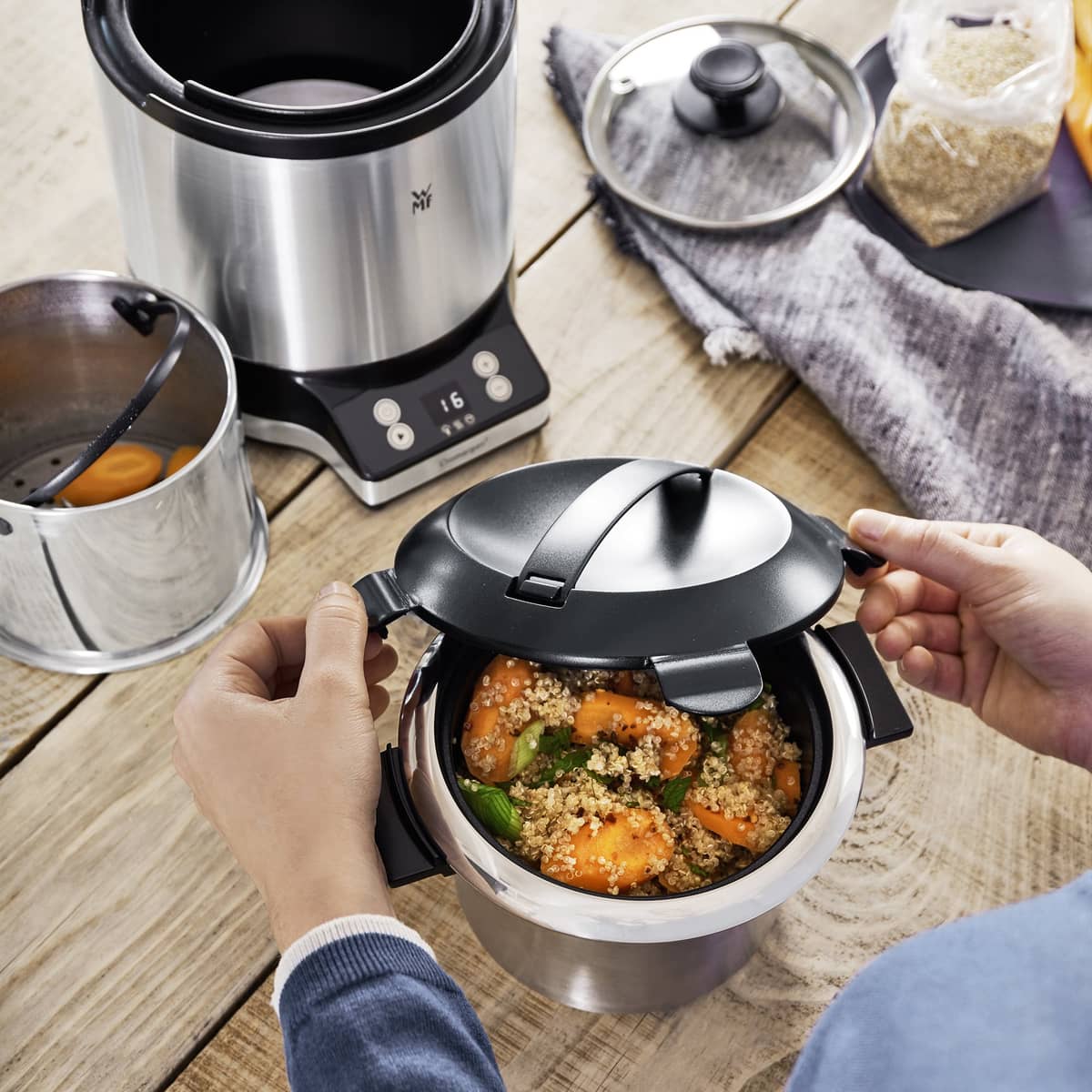 Kitchen Minis riskoker med to-go lokk