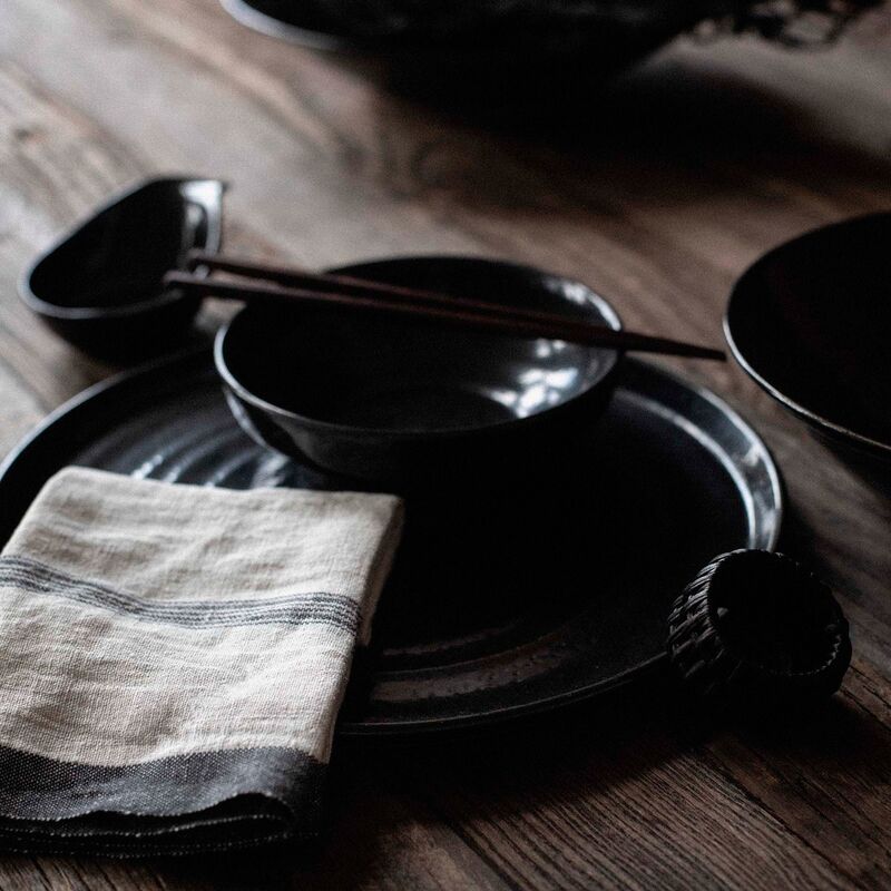 Thea serviet, denim stripe