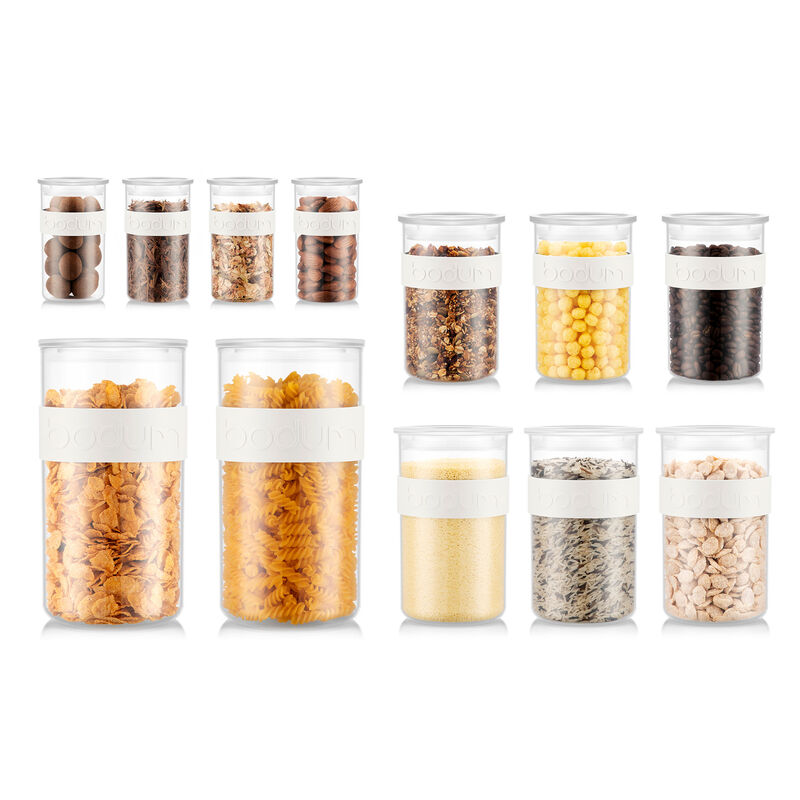 Presso förvaringsburkar 12 delar, vit