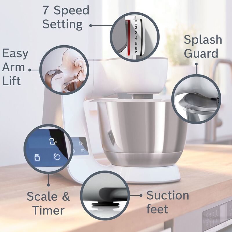 Serie 4 MUM5XW20 köksmaskin, 1000 W, vit/champagne