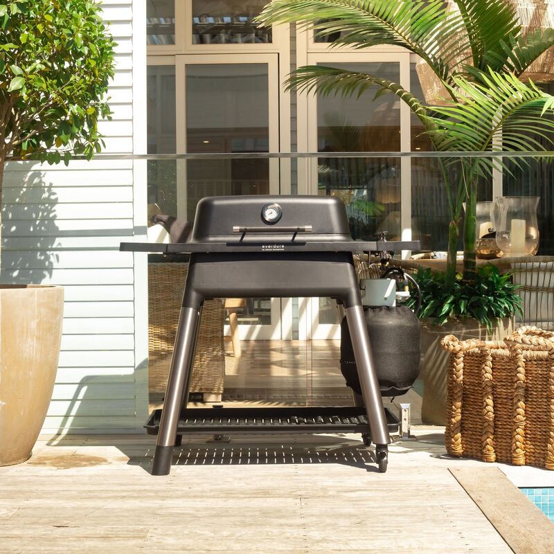 Force gasgrill + grillovertrekk & grillplade, matt svart