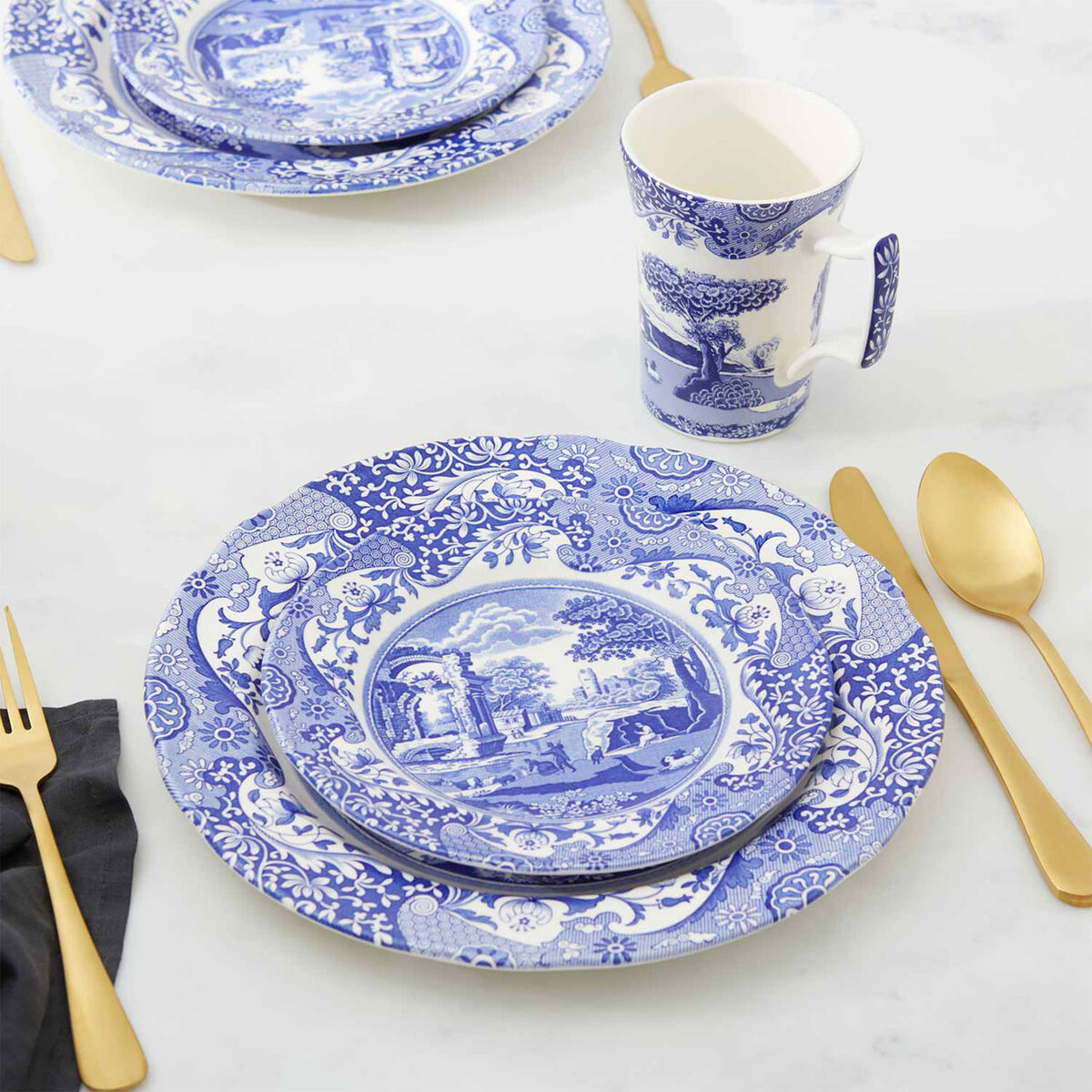 Spode Blue Italian stel 12 dele, blå/hvid