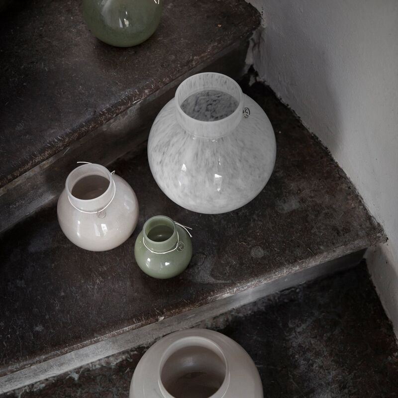 Glassvase rund 22 cm, Ø21, beige