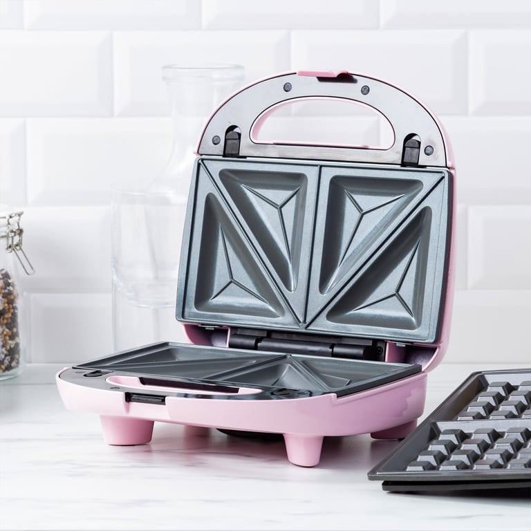 3-i-1 sandwichgrill/vaffeljern, pink